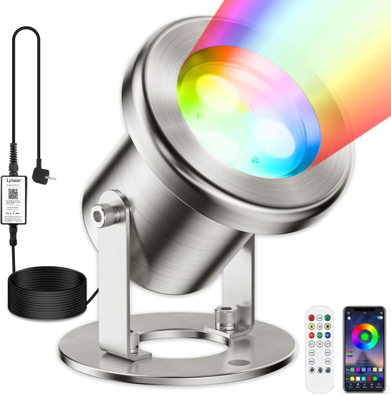 LyLmLe, éclairage de bassin submersible RGB 6 W, acier inoxydable SS316, contrôle via application