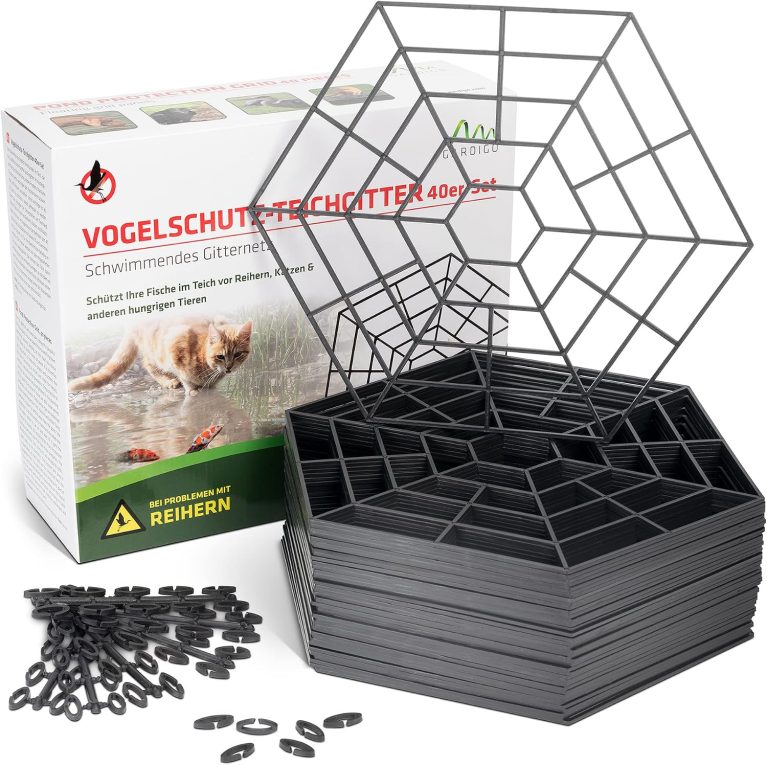 GARDIGO Grillage Anti-Prédateurs pour Bassin - 20 Pièces Modulables - Barrière Anti-Hérons et Chats - Discrète sous l'Eau - Kit Extensible Flottant pour Bassin de Jardin avec Poissons